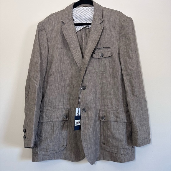 Joseph abboud 100% Linen sport coat 2 button blazer Tan Birdsey size XL NWT - Picture 11 of 16